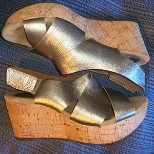 Clark's metallic wedge sandals size 10